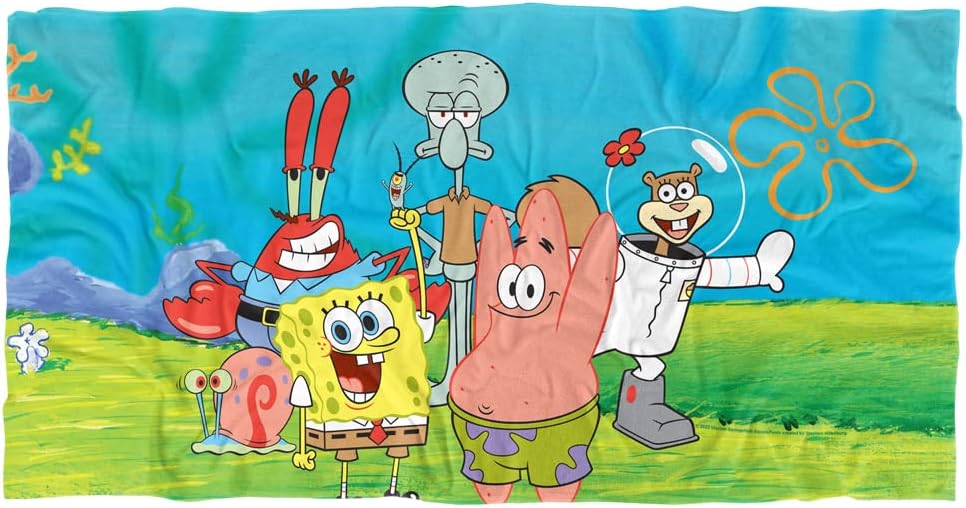 LOGOVISION Spongebob Beach Towel, 30"x60", Spongebob Group Scene