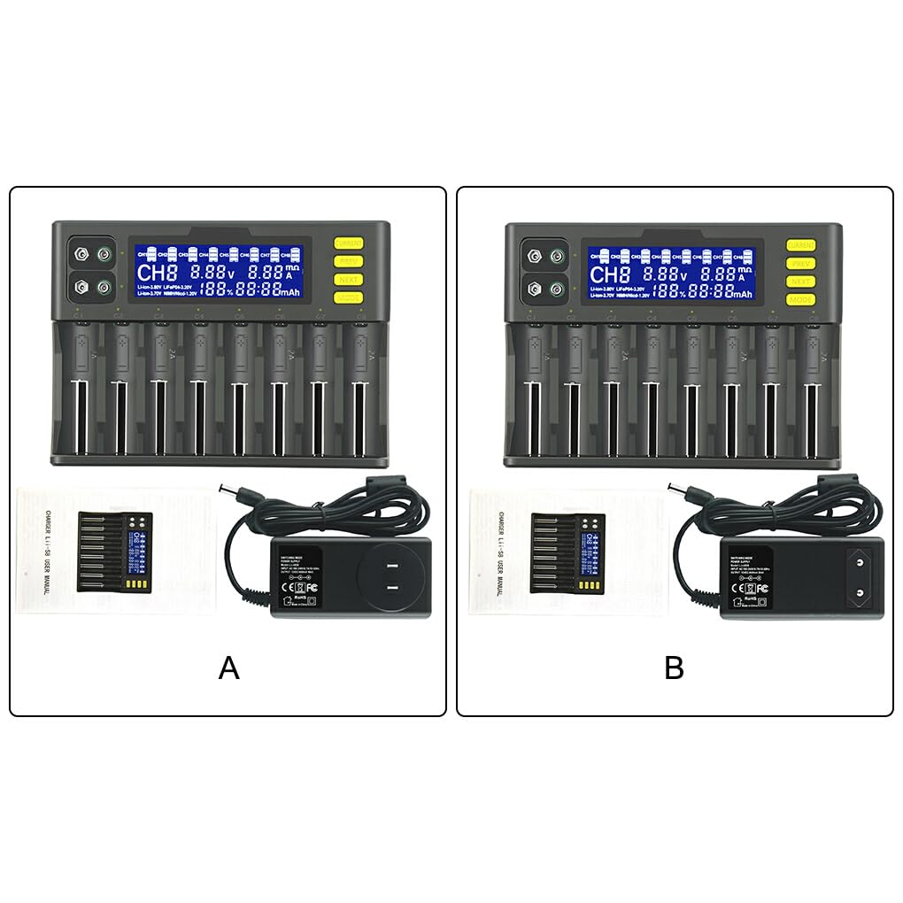 Chargeur de batterie 8 emplacements 9V LCD affichage numérique piles rechargeables adaptateur de charge plastique Lithium Charge bureau