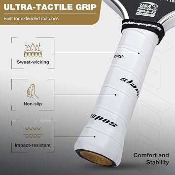 Raw Carbon Fiber Pickleball Paddles | Gen4 T700 Pickleball Paddles with X-PPF Structured Core™ & Overgrips| Premium Pickle Ball Racket Enhanced Control & Spin & Power| USAPA Approved (Black-Grey)