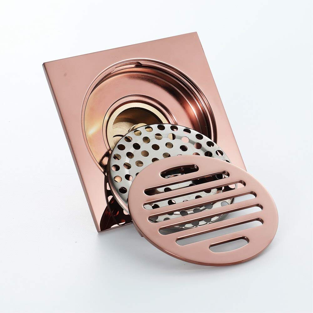 Desagüe de Suelo para Ducha, desagüe de Suelo de latón Dorado Rosa, desagüe de Suelo antiolor para Inodoro y baño