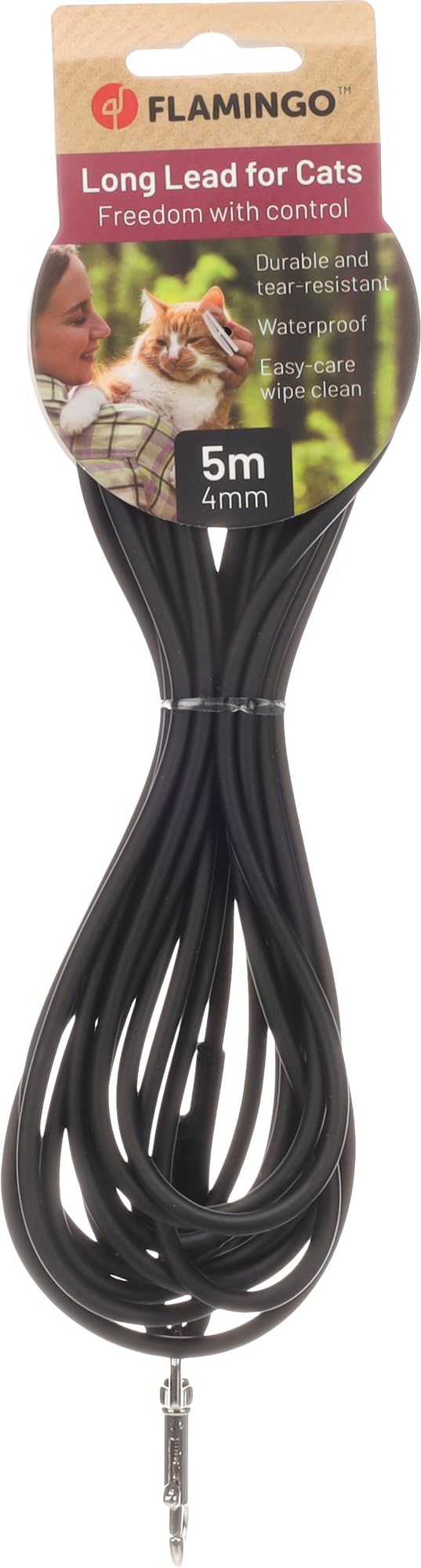 Flamingo Gatto Guinzaglio educativo Caspar Nero 5m 4mm