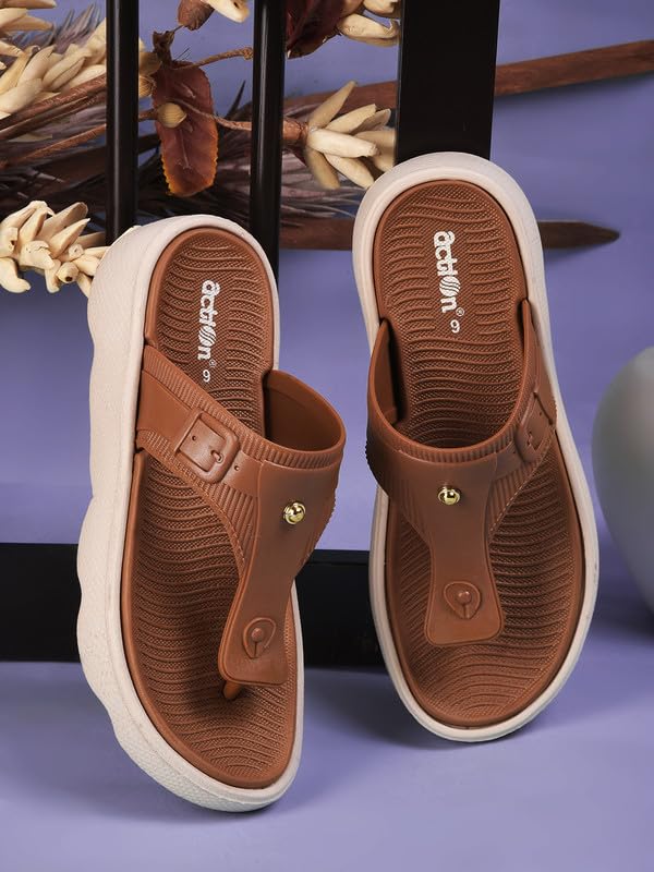 Image of ACTION Women's Thong Flip-Flops | Comfortable, Stylish Footwear for Everyday Use | Lightweight, Cushioned Footbed, Non-Slip Sole | Perfect for Summer, Beach, and Casual Wear