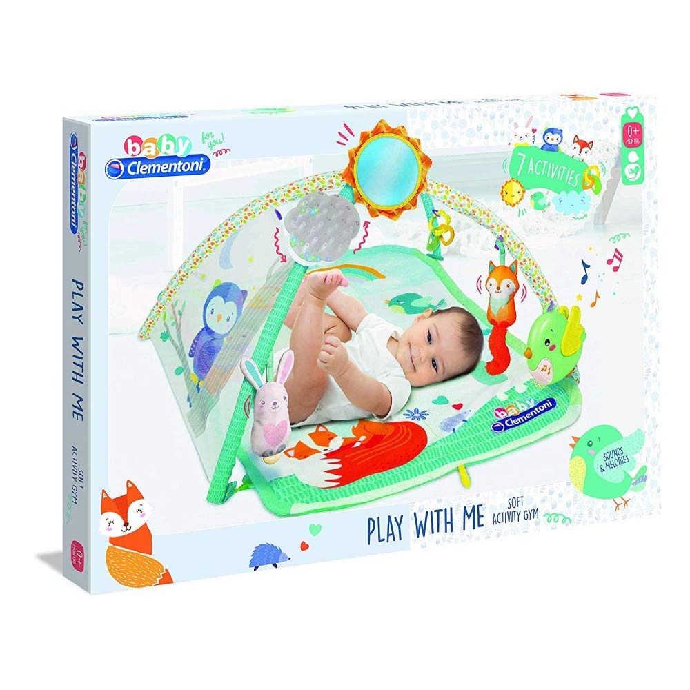 Clementoni Baby 17247 - Baby Soft Activity Gym Spieldecke/Aktivitäts-Matte mit 7 Aktivitäten ab Geburt