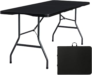 Folding Table 6ft Portable Heavy Duty Plastic Fold-in-Half 6 Foot Foldab...