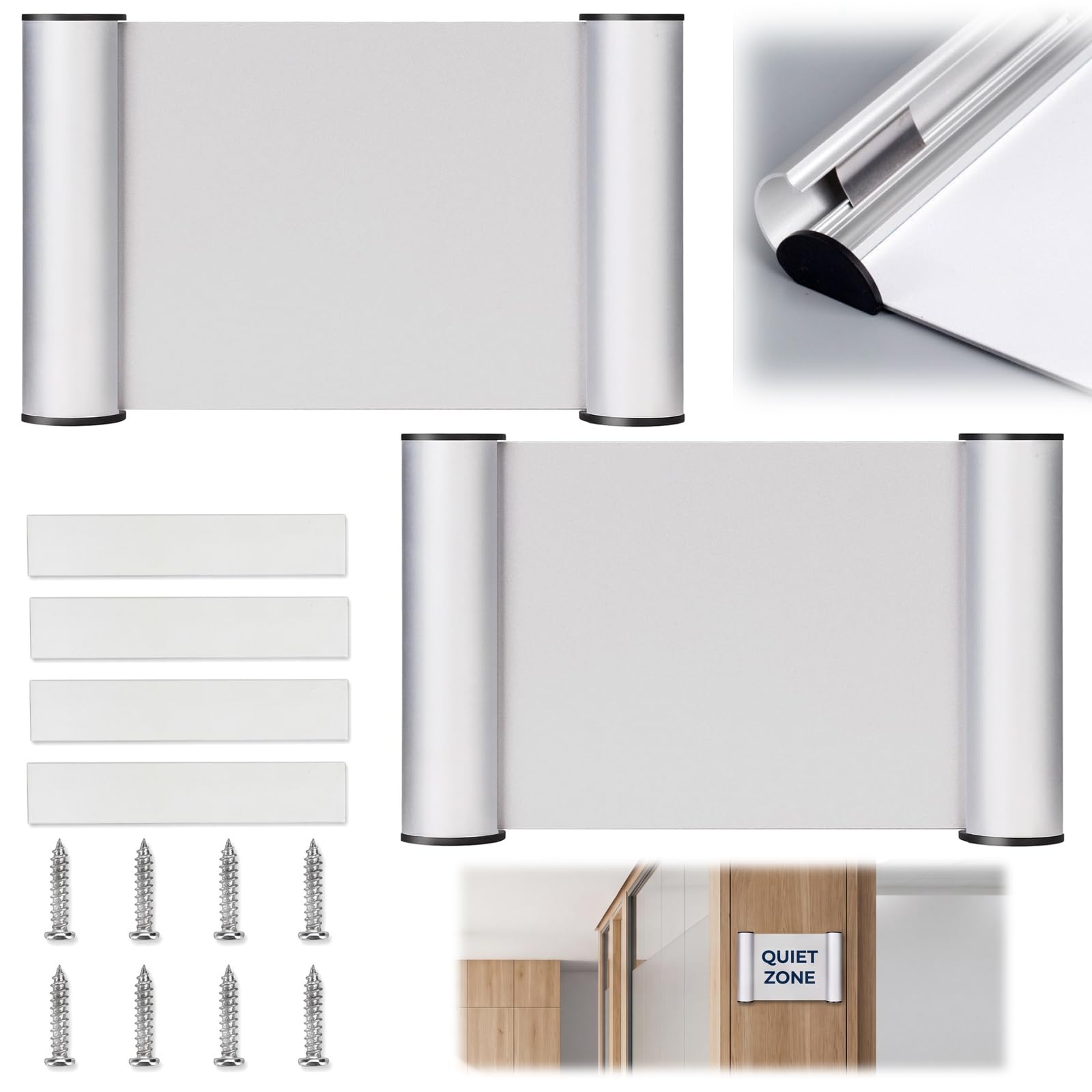 Türschild Büro A6 Aluminium, 2 Stück Türschilder Selbstklebend 148 x 105mm, A6 Büro Türschild, Türschild Personalisiert Befestigung mit Schraube Oder Klebestreifen, für Zuhause Veranstaltung