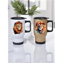 Aslan Bask l  2'li Kulplu  elik Bardak Termos 450 ml Beyaz, LH738926491283123213