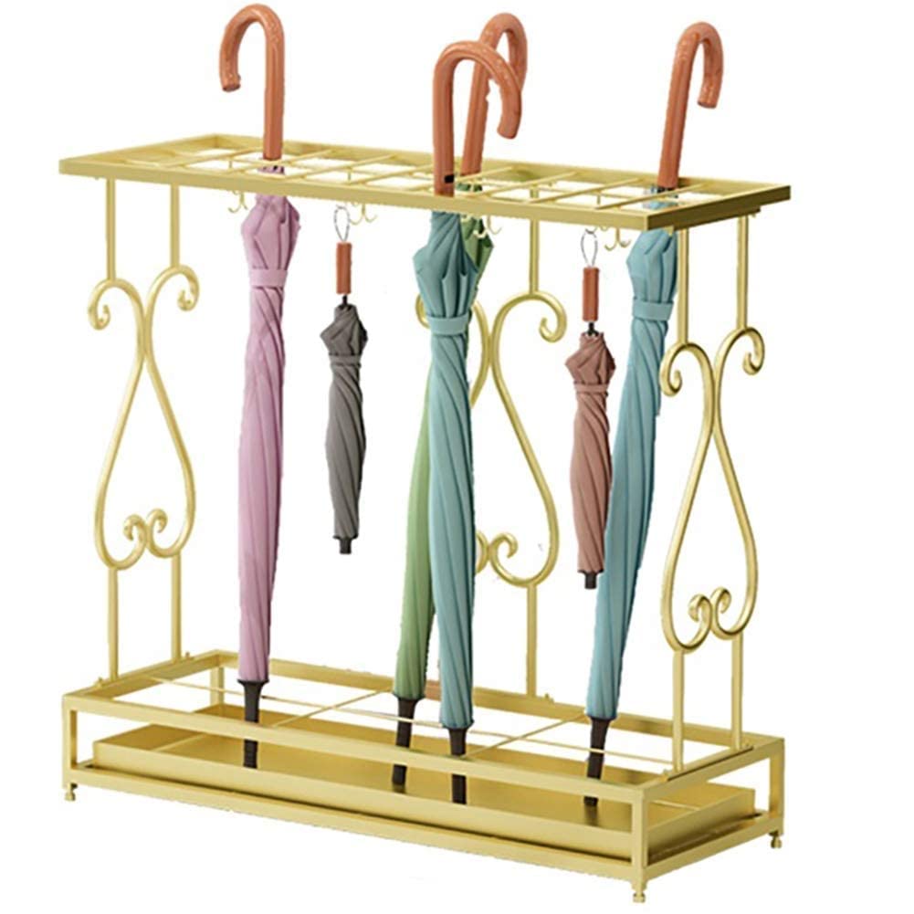 Porte-parapluie carré en métal doré pour éliminer les sols mouillés