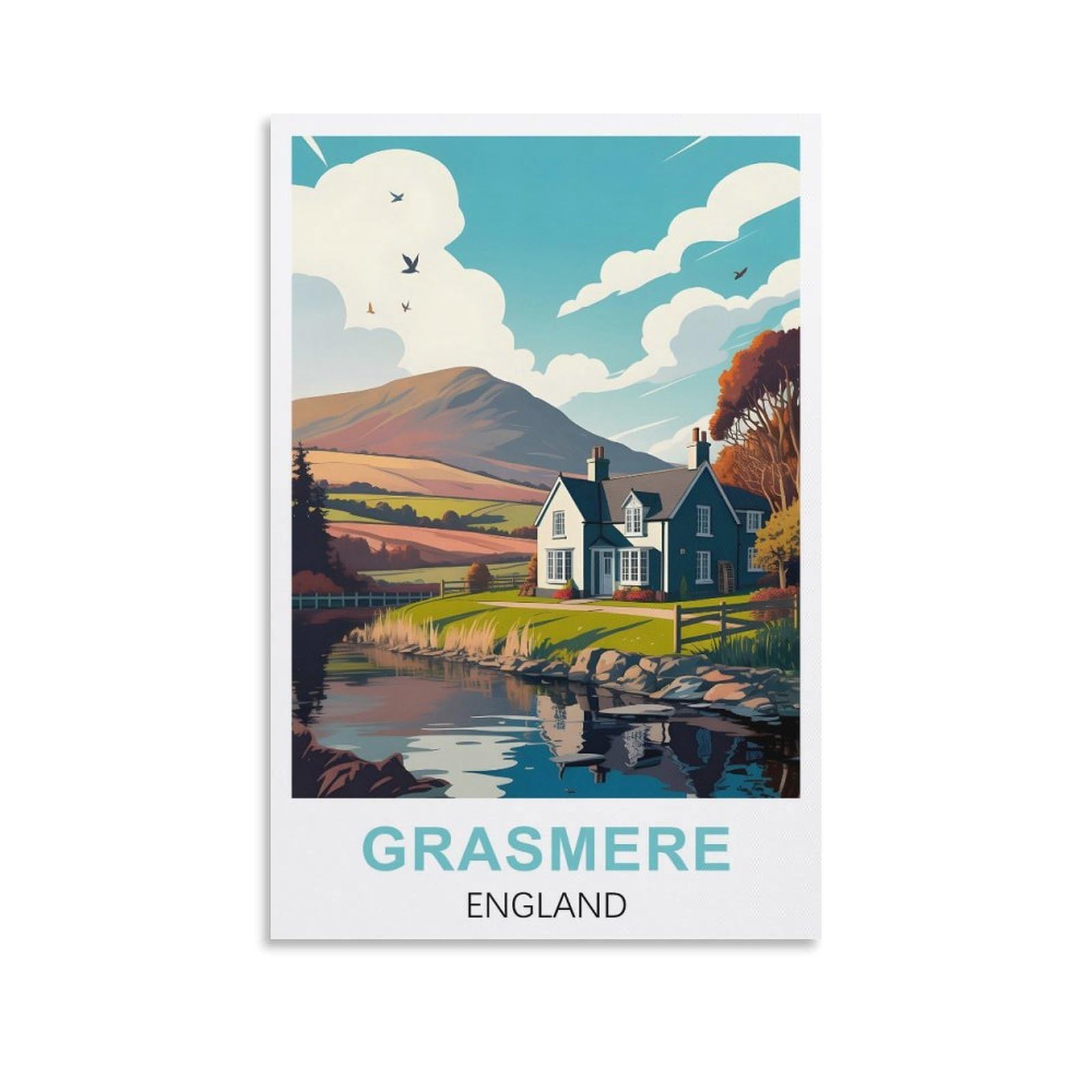 Ezmlfa S442 5D Diamond Art Kits For Beginner,Grasmere England,Diamond Art House Diy Diamond Art Kits For Home Wall Decor 40X40cm