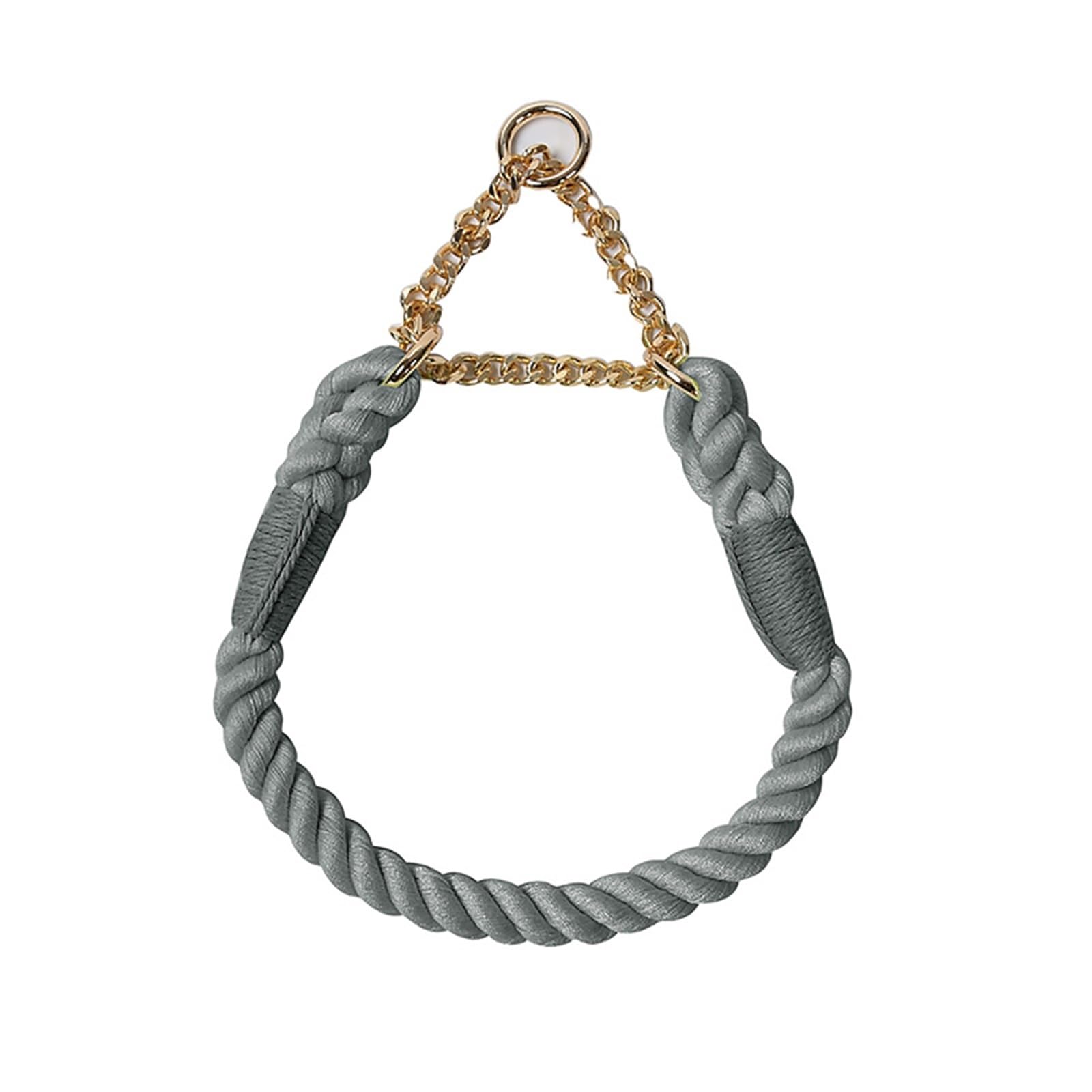 Dog Collar Comfortable Cotton Dog Collars Adjustable Braided Cotton Multi-Color Rope Collar With Durable Metal Dog Chain(DARK GRAY,S) — image 1