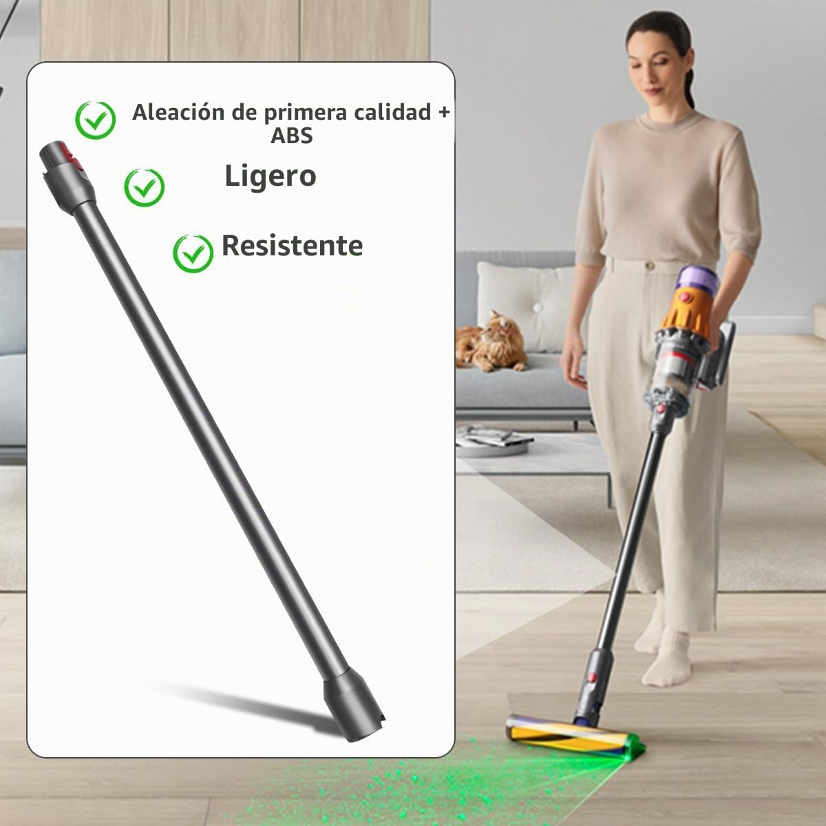 Tubos de Extensión para Dyson V12 Detect Slim Aspiradora, Tubo Telescopico de Liberación Rápida de Repuesto 74cm - negro