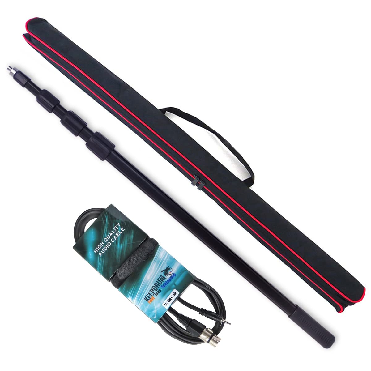 keepdrum MPB03 Boompole 3m Tonangel + MC-008XJ 3m Mikrofonkabel XLR - 3,5mm Klinke