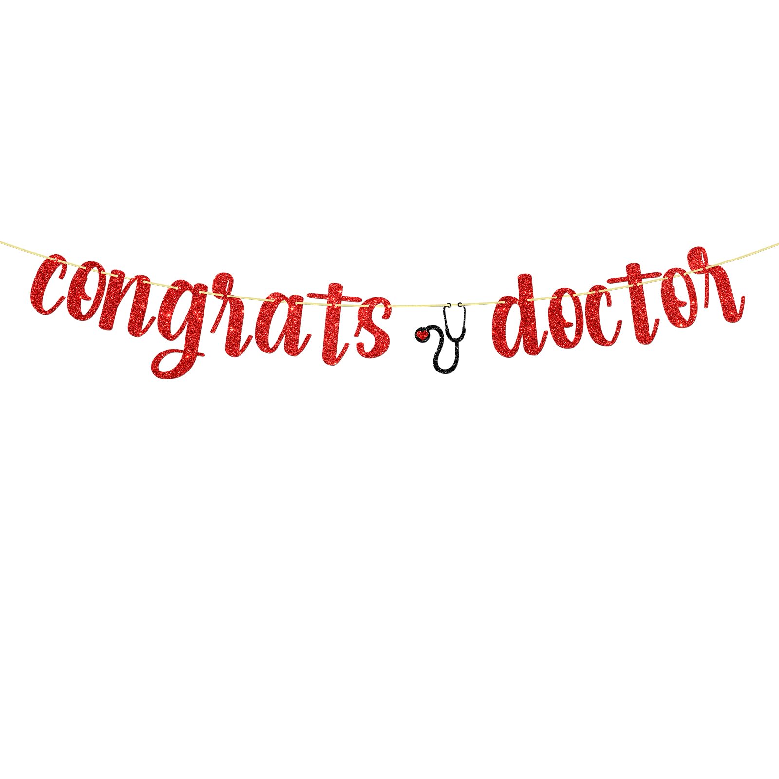 Congrats Doctor Banner Future Dr Bunting Banner Doctor Grad Medicine School Graduation Party Decorations Red Glitter