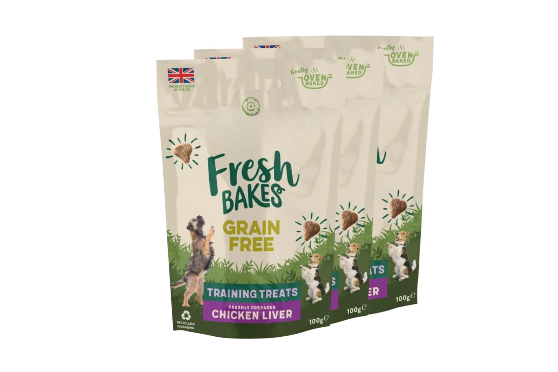 Fresh Bakes Training Treats 100g X Pack Of 3 - Chicken Liver - Gently Oven Baked - The Natural Choice - Grain Free - Made With Freshly Prepared Chicken Liver