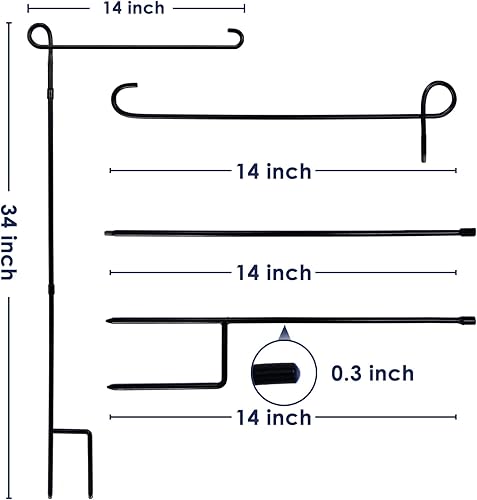 Miniatura 5 de 2 soportes para bandera de jardín, poste grueso, resistente, recto, de metal de alta calidad, resistente a la intemperie, asta de bandera con tapón