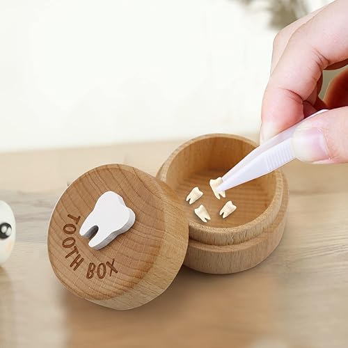 Miniatura 6 de free-space Caja de madera tallada en 3D para recuerdos de dientes caídos, caja de almacenamiento de recuerdos para niño o niña (caja de hadas de