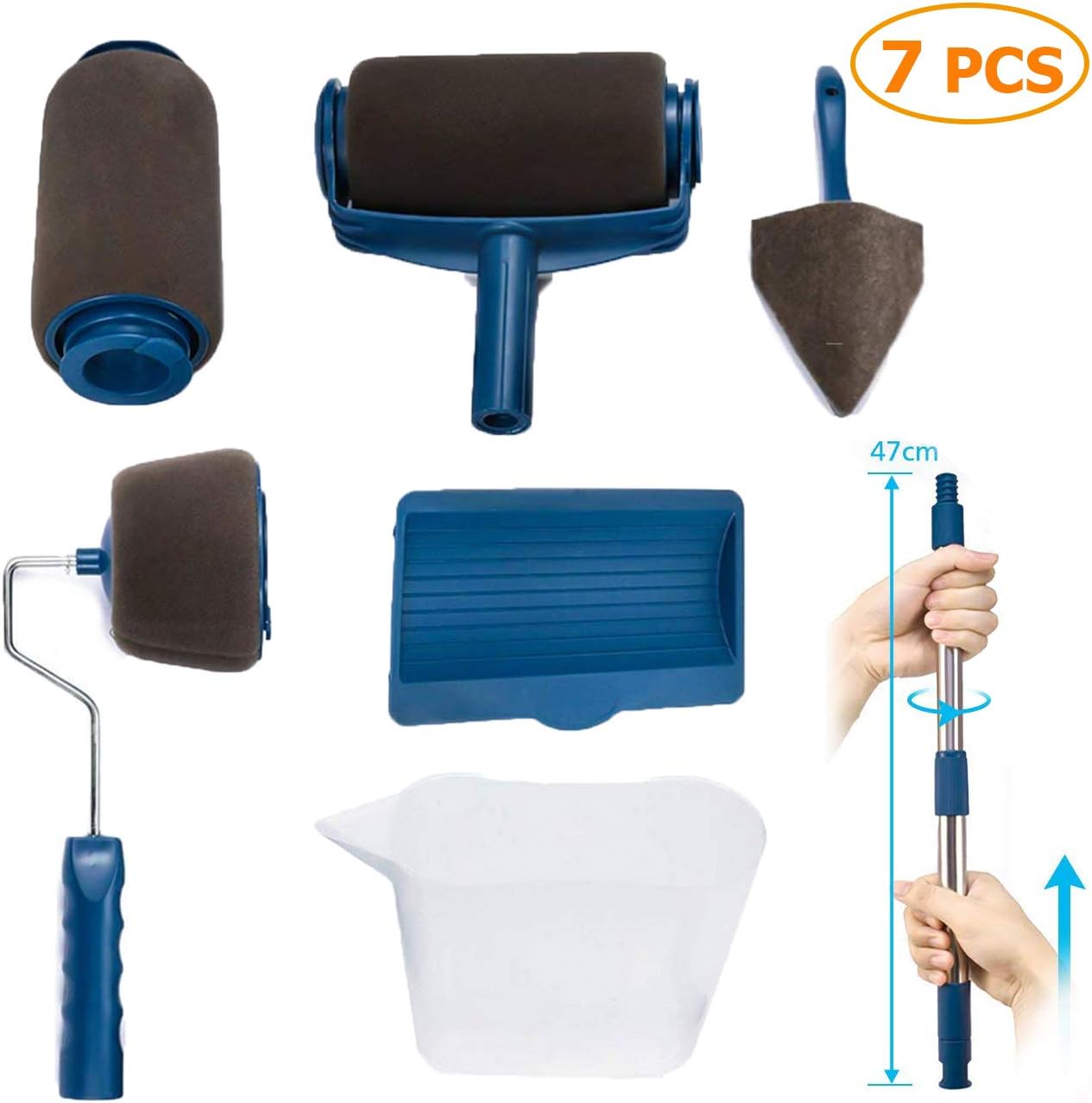 Paint Roller Kit,Blizzow House Paint Roller Brush Kit for House, School & Office Wall, Ceiling（Gray)
