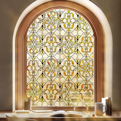 OHTMERU 3D Stained Glass Window Privacy Film, Heat Control UV