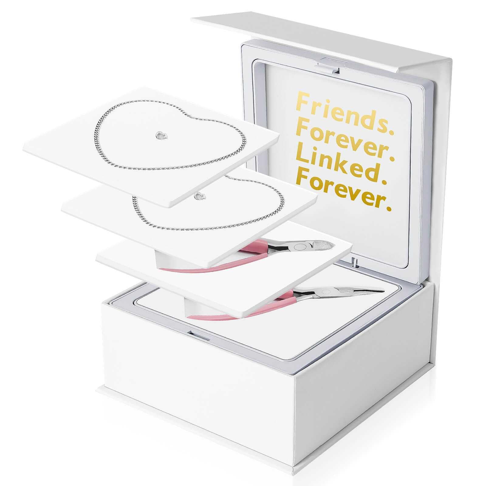 GYHCB Permanent Locked Bracelet Kit DIY Friendship Bracelets Stainless steel Matching Bracelet with Heart-shaped lock Gifts for Best Friend and Family