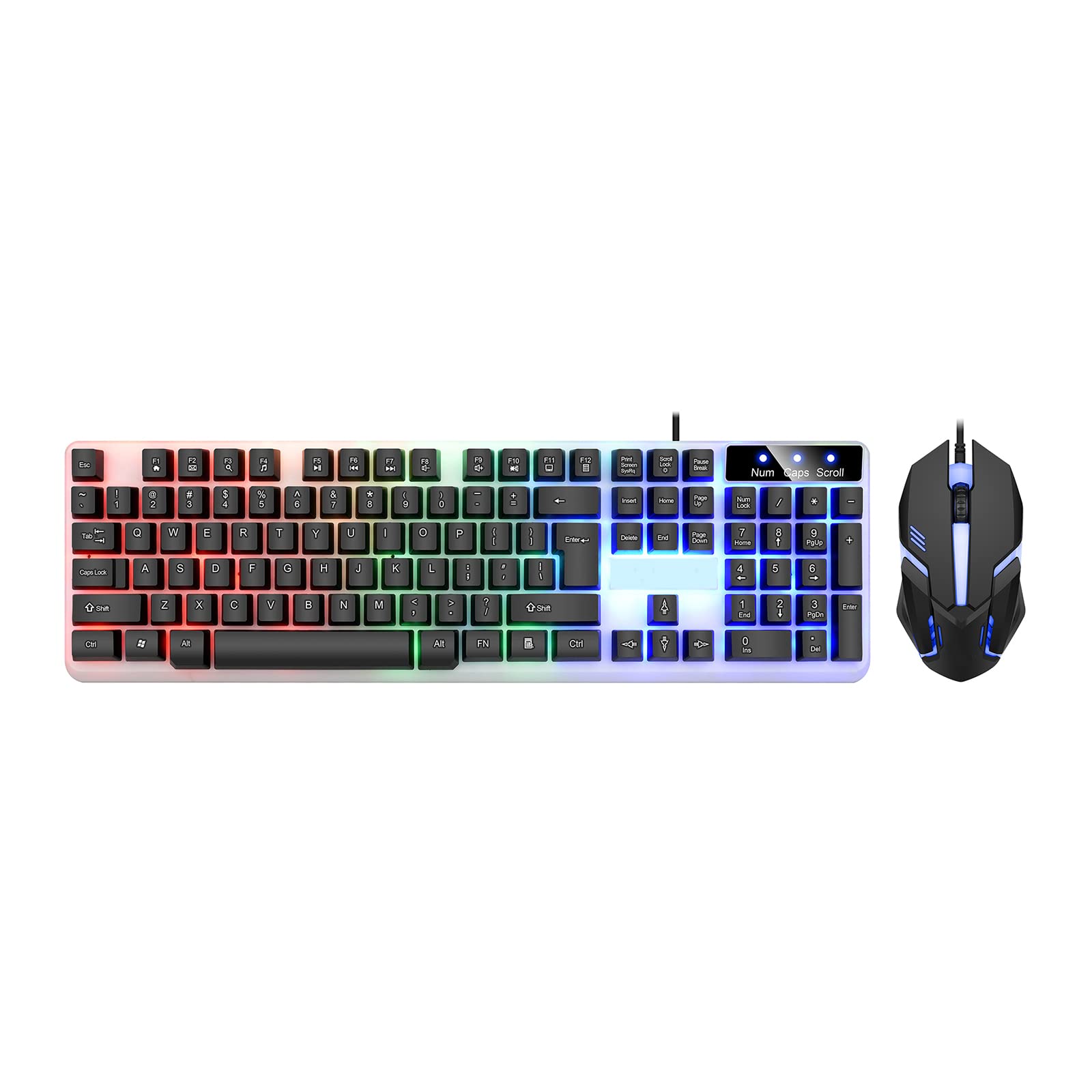 ADMLZQQ Przewodowa mechaniczna klawiatura do gier, kolorowa klawiatura z podświetleniem LED 104 klawisze e-sportowe dla graczy w biurze grających w gry
