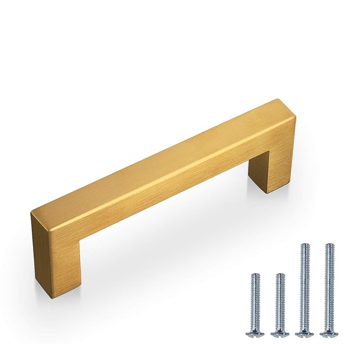 Buy PinLin 10 Pack Kitchen Door Handles 90mm Hole Centre Gold Brass