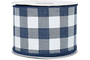 Navy Blue Wired Ribbon with Distinguished Plaid Design