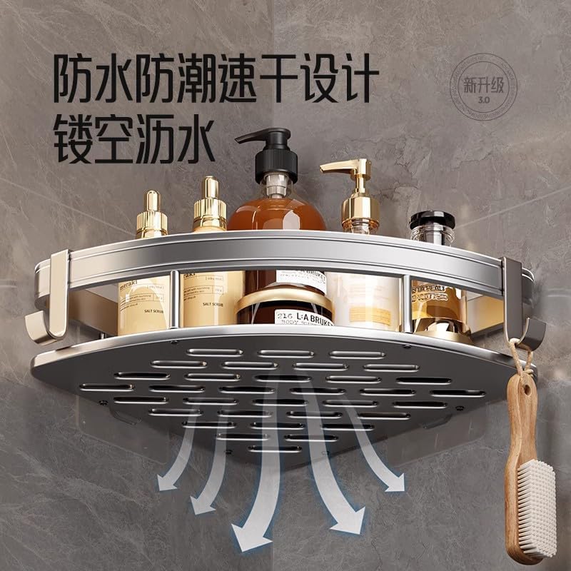 卫生间三角置物フレーム免打孔浴室壁挂式厕所洗い手间洗浄台墙上收纳挂架キッチン調理器具セット/638