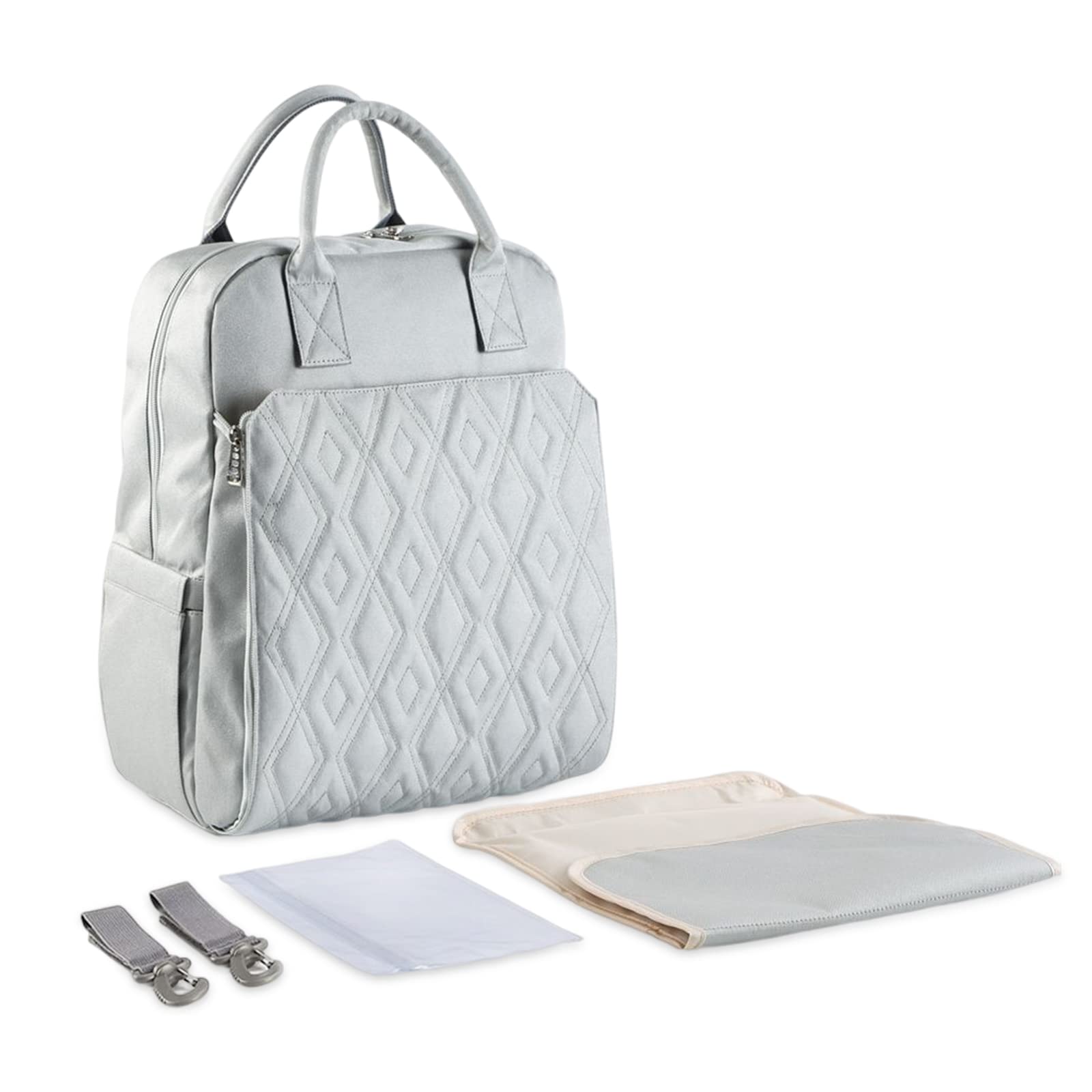 SONARIN Multifunctional Stylish Baby Changing Bag Backpack,Large Capacity Waterproof Portable Travel Diaper Bag Nappy Changing Bag Mummy Bag with Changing Mat & Stroller Straps(Grey)