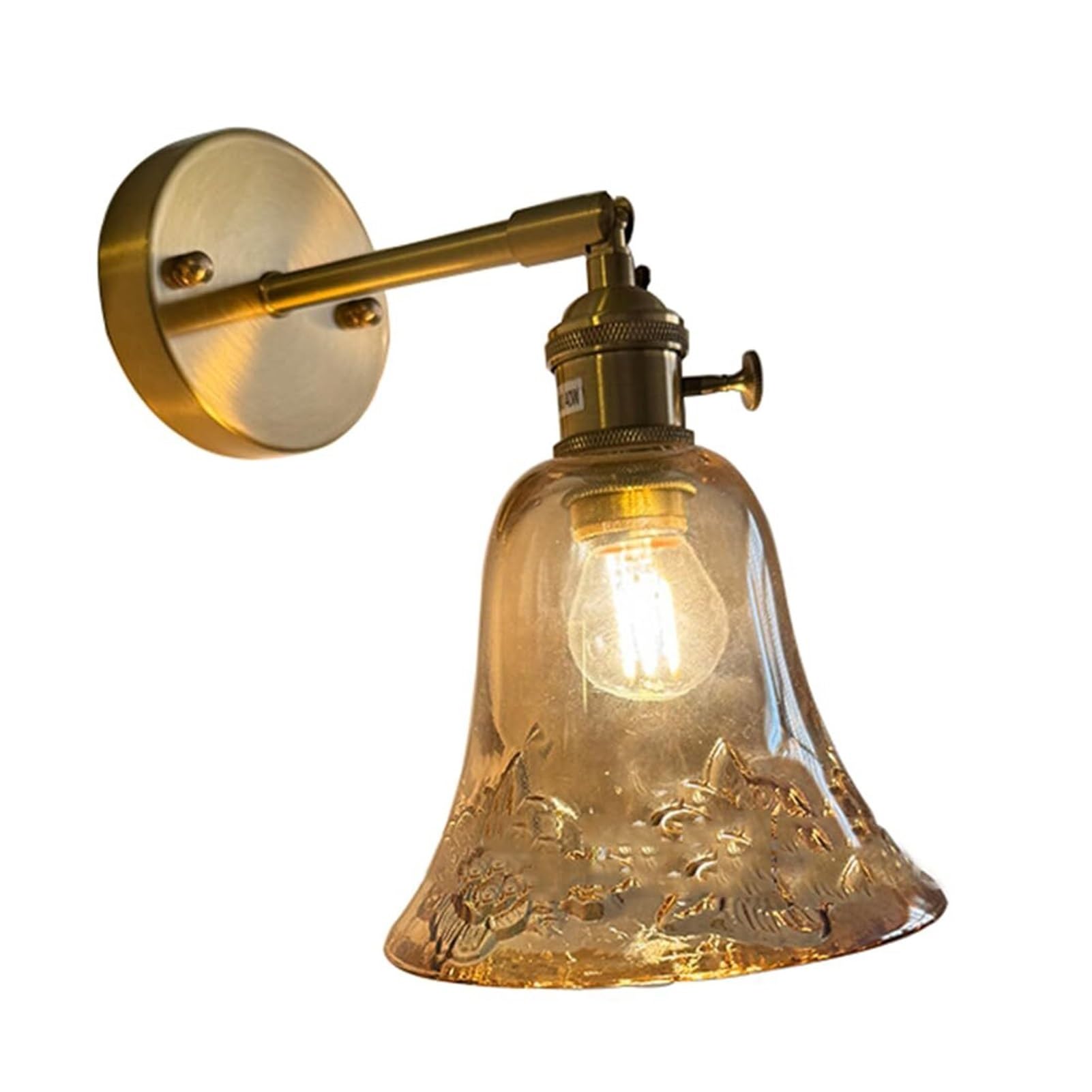 HUAYUSEDF Vintage Modern Industrial Loft Wall Lamp with Rotary Switch Adjustable E27 Sconce for Bedroom Living Room Bar Kitchen(Amber)