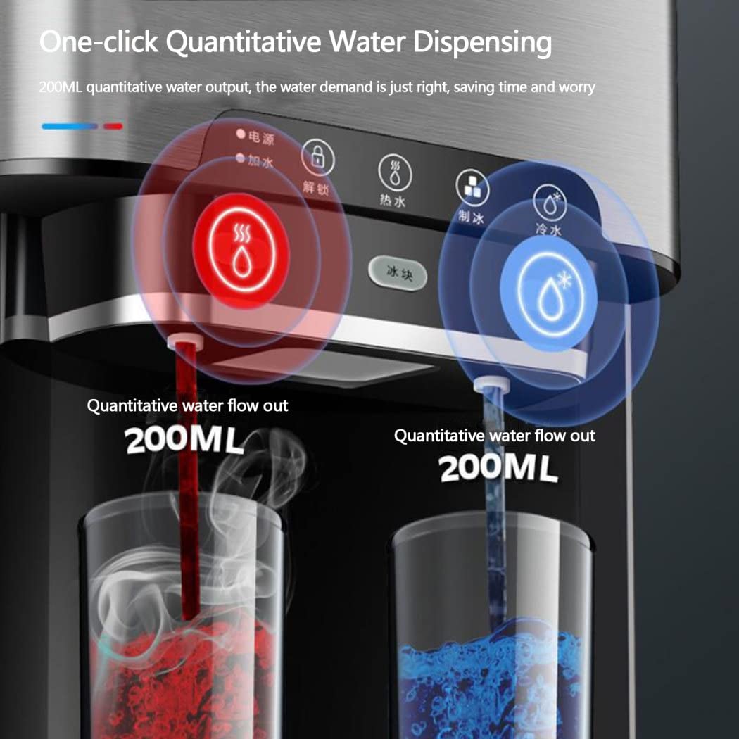 Machine à Glaçons Acier Inoxydable, Ice Maker, 25kg par Jour, Réservoir de 1.8l, 7-11 Glaçons par 12 Min, Automatique électrique Compact Portable Machine à Glace, avec Cuillère à Glace