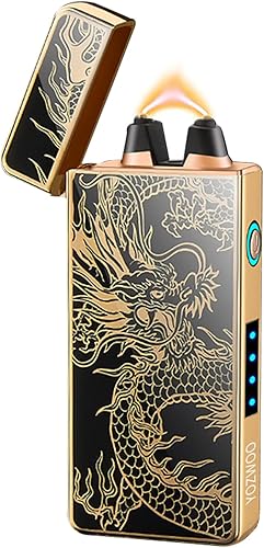 YOZWOO - Encendedor eléctrico de plasma recargable por USB tipo C con arco de dragón - Sin butano, llama grande, encendedor de vela de plasma con