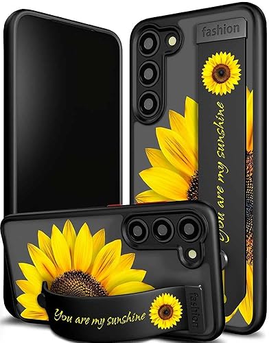 Miniatura 1 de Cisland Funda para Samsung Galaxy A54 5G, diseño femenino femenino de silicona, diseño floral floral con correa y soporte para dedos, bonita funda