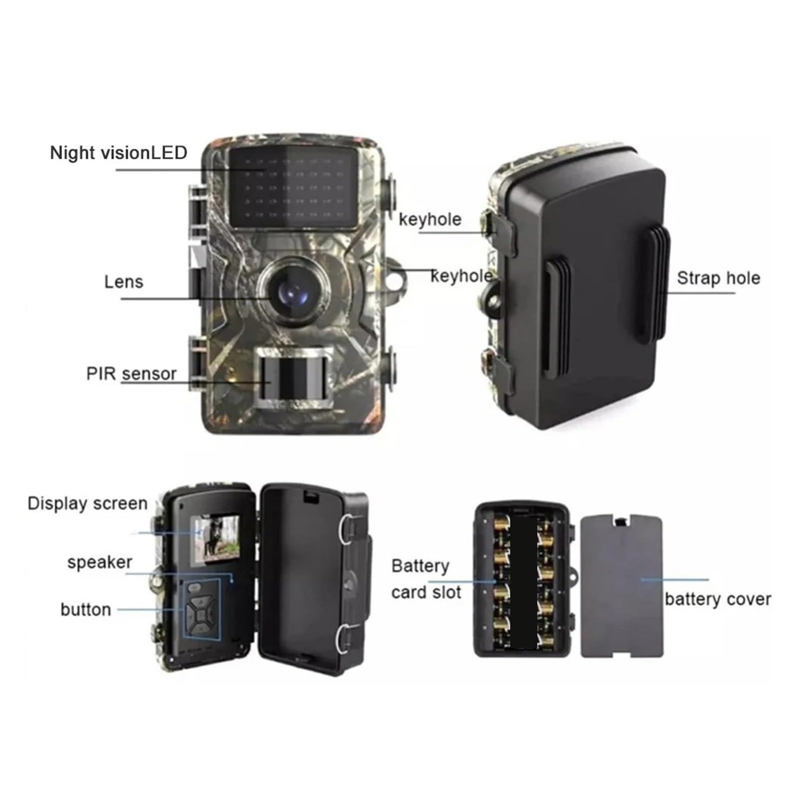 128 GB Kamera Obserwacyjna Myśliwska Dzikiej Przyrody Noktowizor Aktywowana Ruchem Zewnętrzna Leśna Spust Do Obserwacji(Camera With 32GB TF)