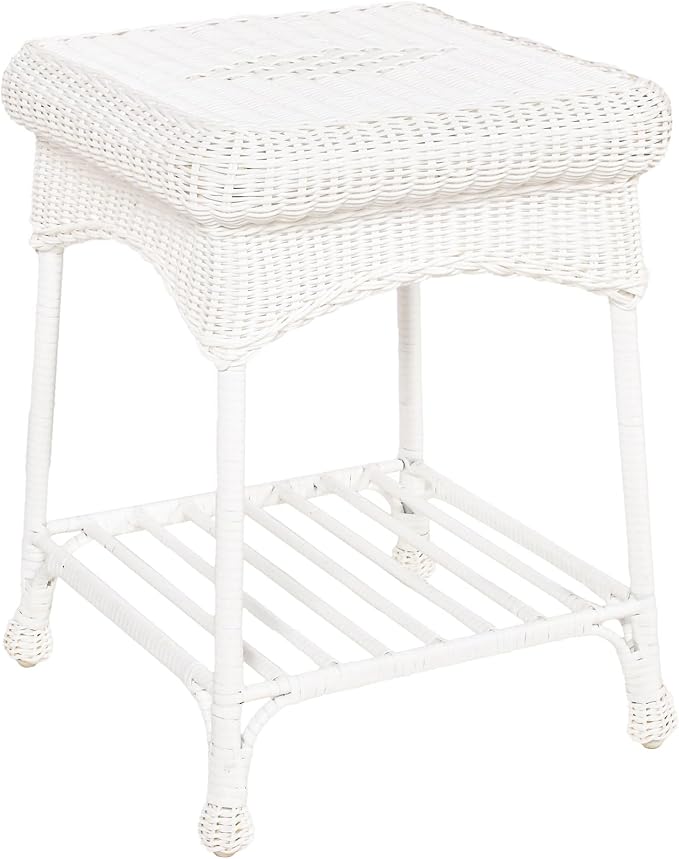 White Wicker End Tables