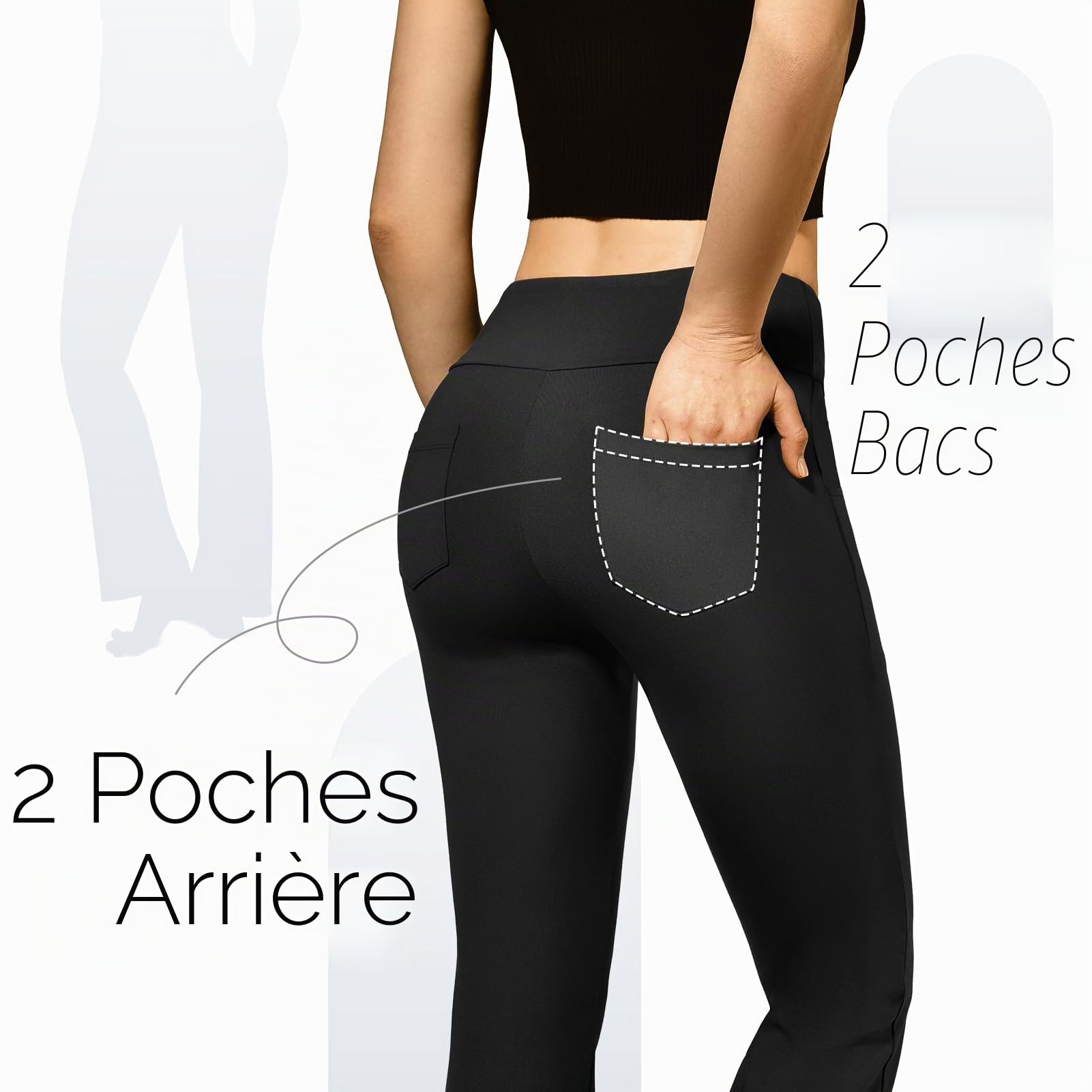 SINOPHANT Pantalon de Yoga Femme Taille Haute avec 4 Poches Opaque