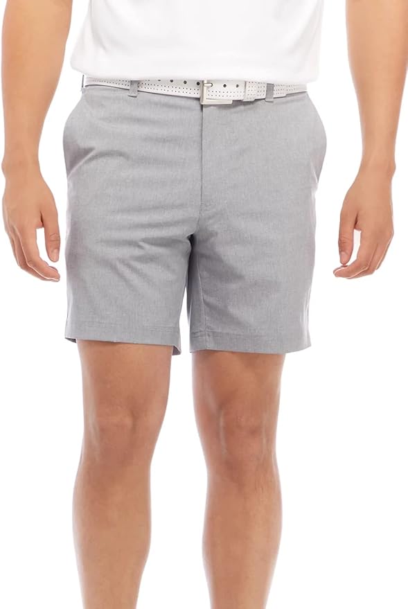 PGA TOUR Men's 7" Flat Front Golf Shorts with Active Waistband, Light Grey Heather, 38 at Amazon