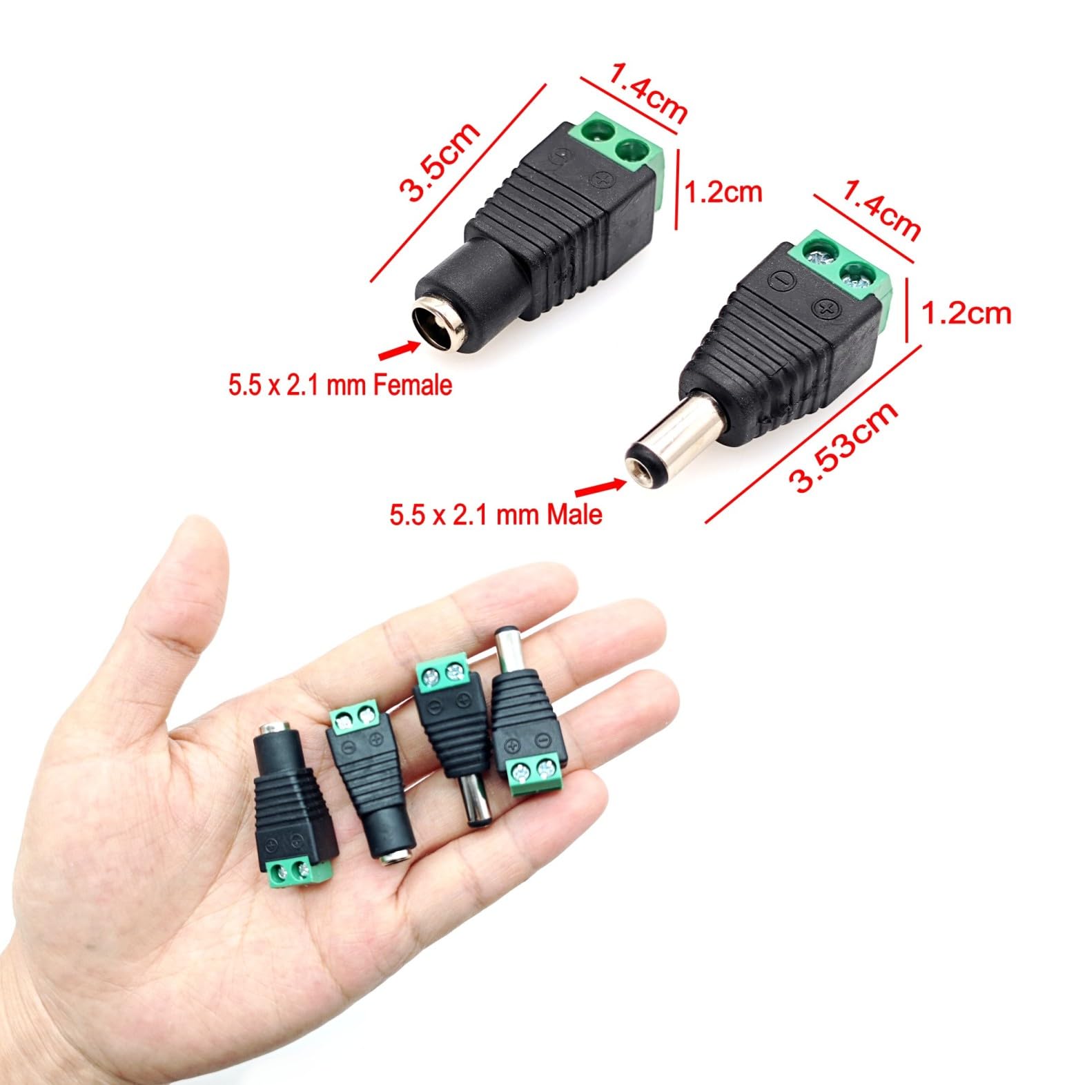 Hailege 20 stuks 5,5 x 2,1 mm DC Power Plug Socket CCTV 12 V netstekker stekker Hailege 20 stuks 5,5 x 2,1 mm DC Power Plug Socket CCTV 12 V netstekker stekker