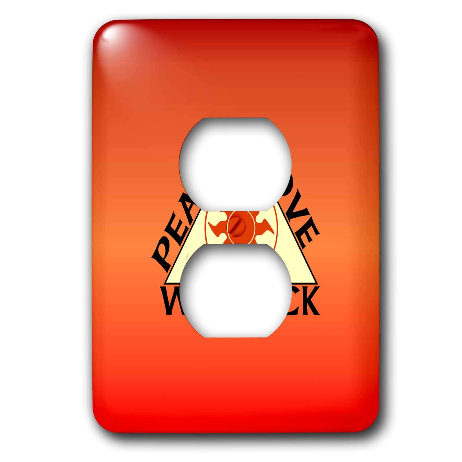 3dRose lsp_13083_6 Peace Love Warlock sur prise Orange 2 prises plaque de decoration interieure