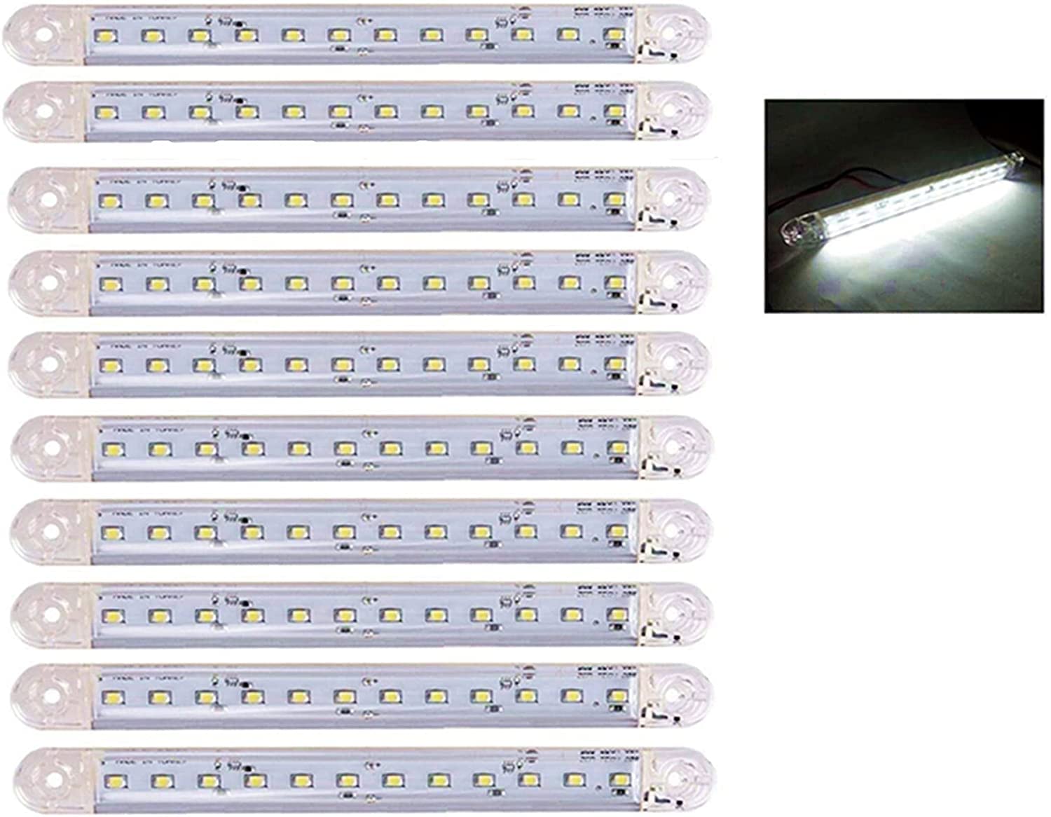 AZHU Seitenmarkierungsleuchten, Strobe LKW-Seitenleuchten10pcs Auto-Markierungsleuchten Seitenblinker Lichter 12SMD LED-Seitenlicht vorne hinten Positionsleuchten 12V24V für Auto Camper (20pcs, Weiß)