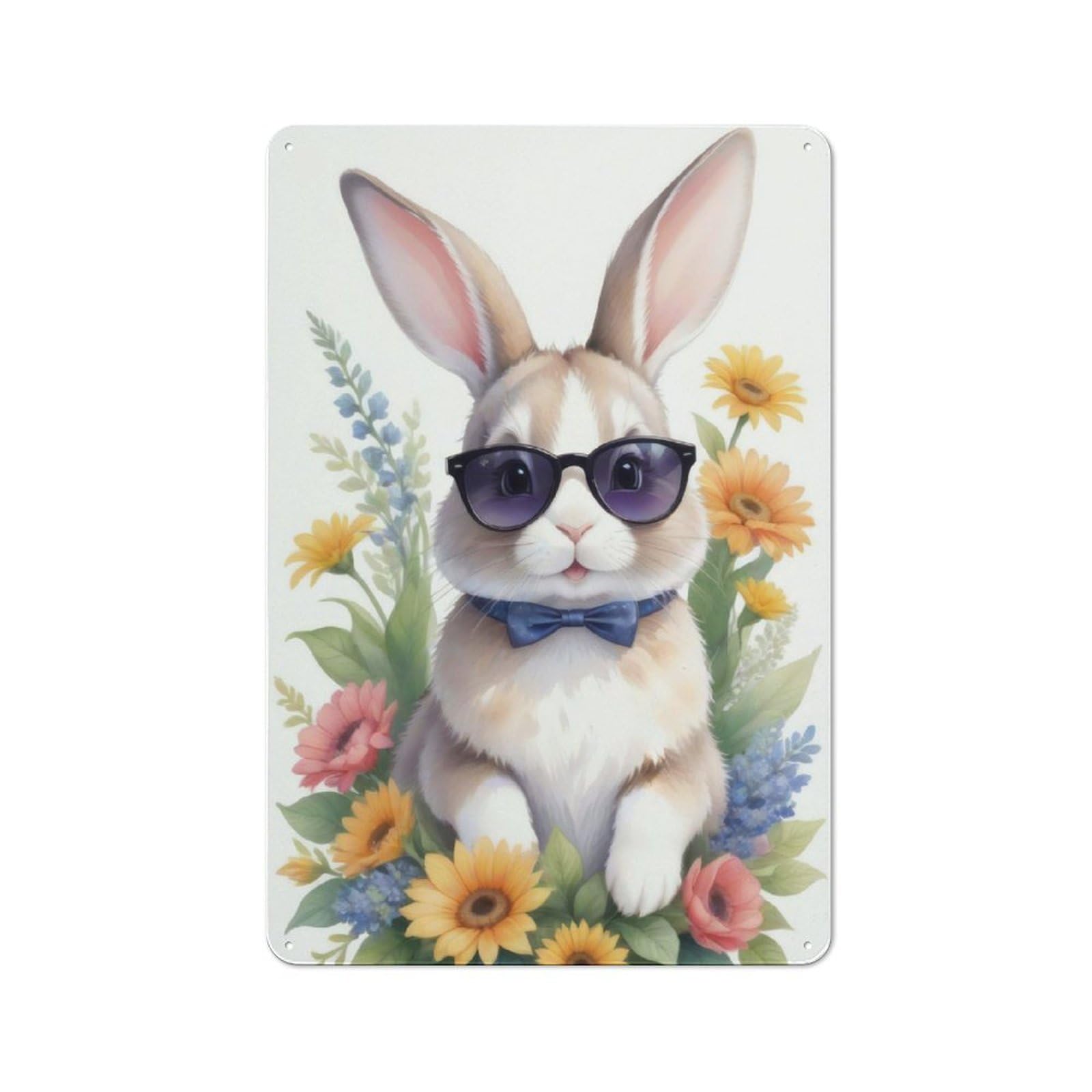 Junmoney Watercolor Bunny Painting Shop Front Style Cafe Metal Sign 30X20cm Featuring Restaurant Wall Art For Takeaway, Bar, Kitchen Or Counter Area