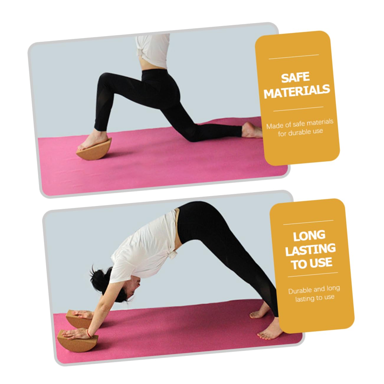 Mikinona Bloque de Yoga Equilibrado Semicírculo Antideslizante de Corcho Natural, Equipo de Entrenamiento para Yoga, Ladrillo Duradero para Entrenamiento del Core, Uso en Casa y Pilates