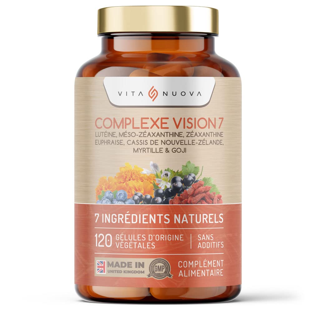 Complément alimentaire pour les yeux - 120 capsules - Contient de la lutéine, zéaxanthine, myrtille, baies de goji et euphrasie - Fabriqué UK (120 Capsules - Bouteille)