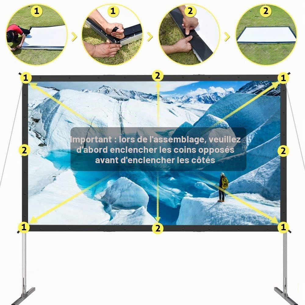 ESMART Pro MIMOBI Écran Cadre Pliable 279 cm (266x149 cm 16:9) Tissu: Blanc