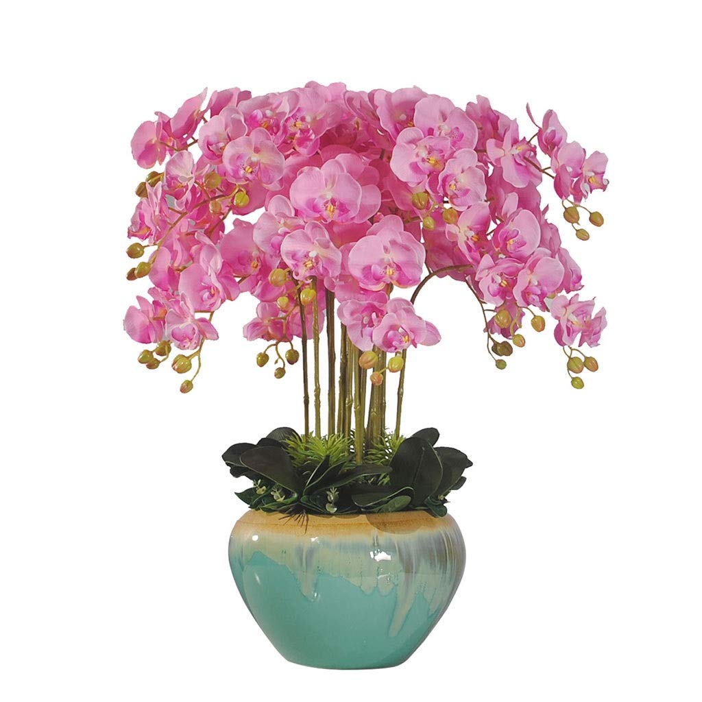 Sbziojhdr One Color Artificial Flowers, Decor Artificial Flowers With Vase Phalaenopsis Faux In Orchid Bonsai Party Decoration, Pink
