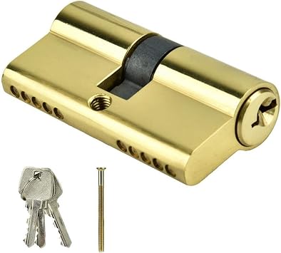 Door Lock Cylinder, Thumb Turn Euro Cylinder Lock,Door Cylinder Biased Lock 60mm Security Copper Dual Open Anti-Theft Entrance Brass Door with Keys Door Barrel Lock