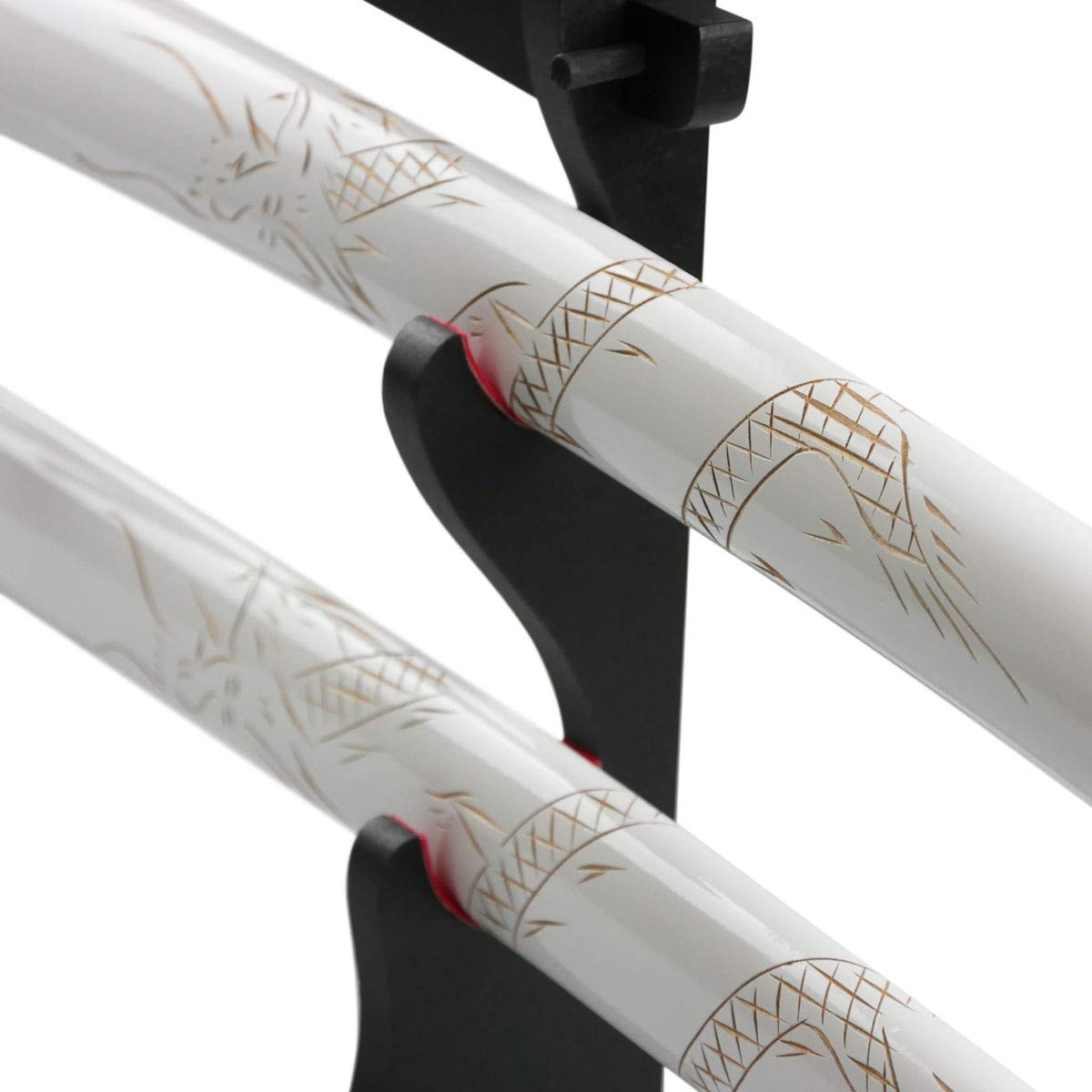 Katana Wakizashi White Dragon Daisho Samuraischwert Schwertpaar Deko Stumpf | Mit Schwertständer und Zubehör