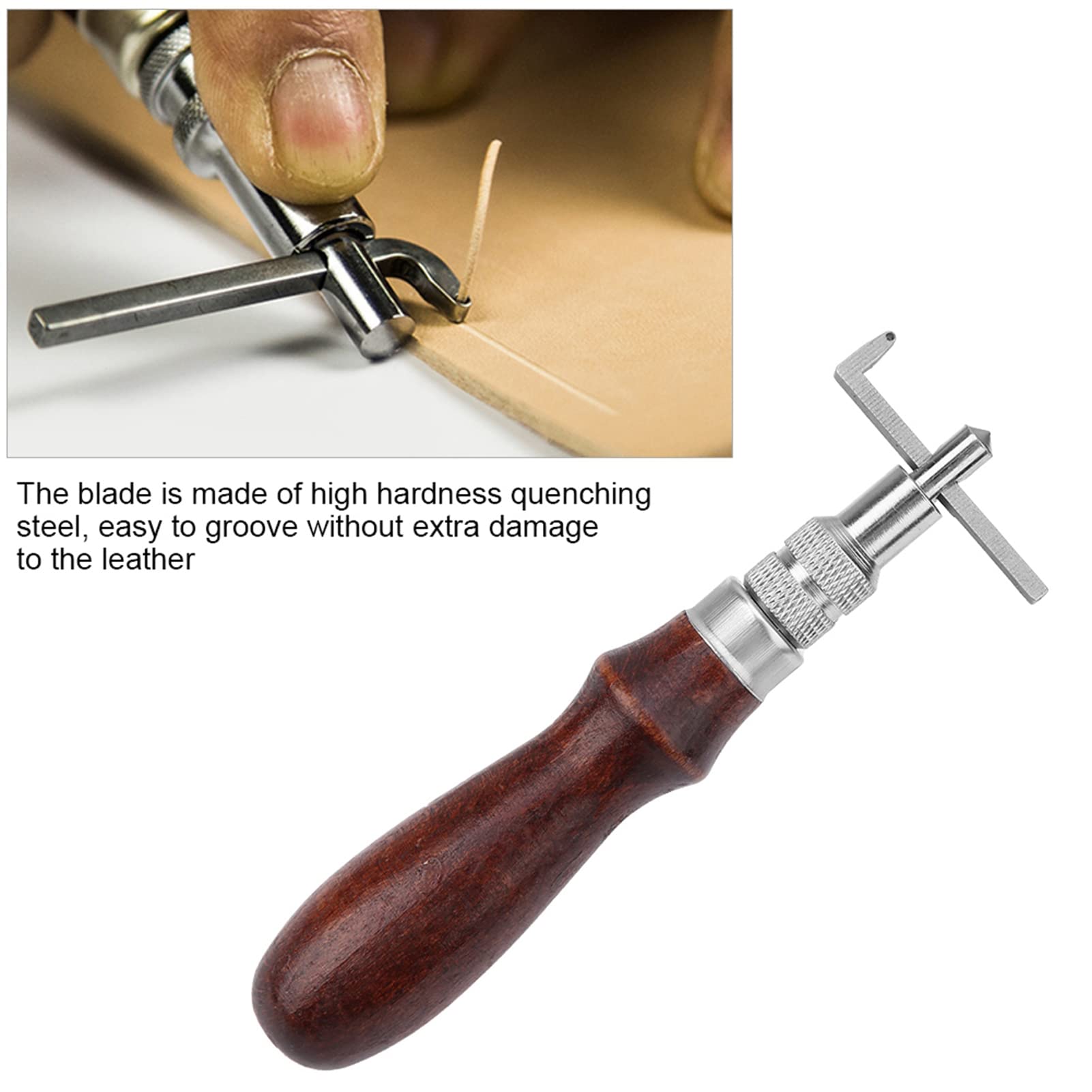 Illkjasfc Outil De Rainurage Pour Cuir En Acier Inoxydable - Outil De Marquage Des Bords - Artisanat Du Cuir - Poignée En Bois - 1 à 2 5 Mm
