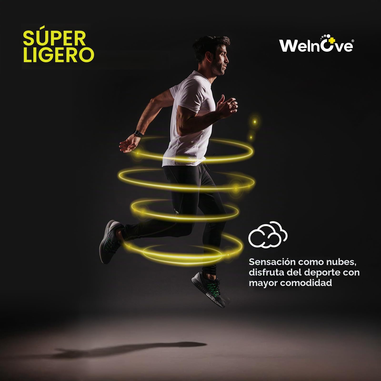Plantilla deportiva ligera - Welnove Plantillas deportivas amortiguadoras para correr, baloncesto, Fitness - mejorar el rendimiento, proteger lesiones, hombres y mujeres (L)