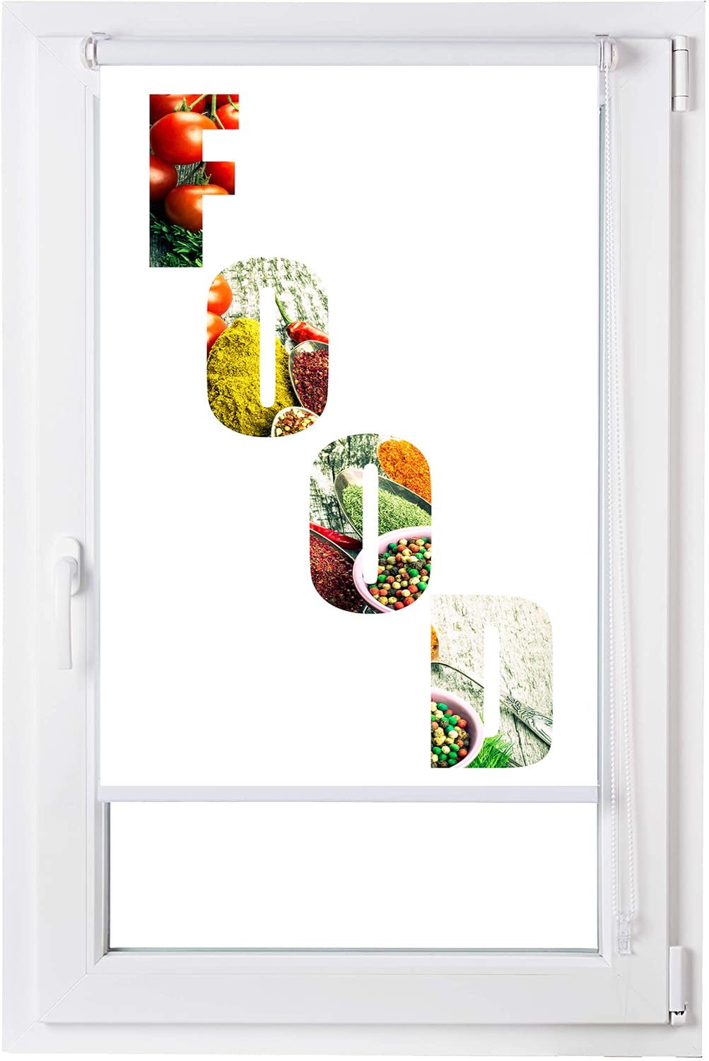 Estoralis | Cuisine | Store Enrouleur | sans Outil Tissu translucide imprimé | C-1214 | 85 x 150 cm. (Largeur/Hauteur) Taille du Tissu 82 x 150 cm. | Stores pour fenêtres et Portes