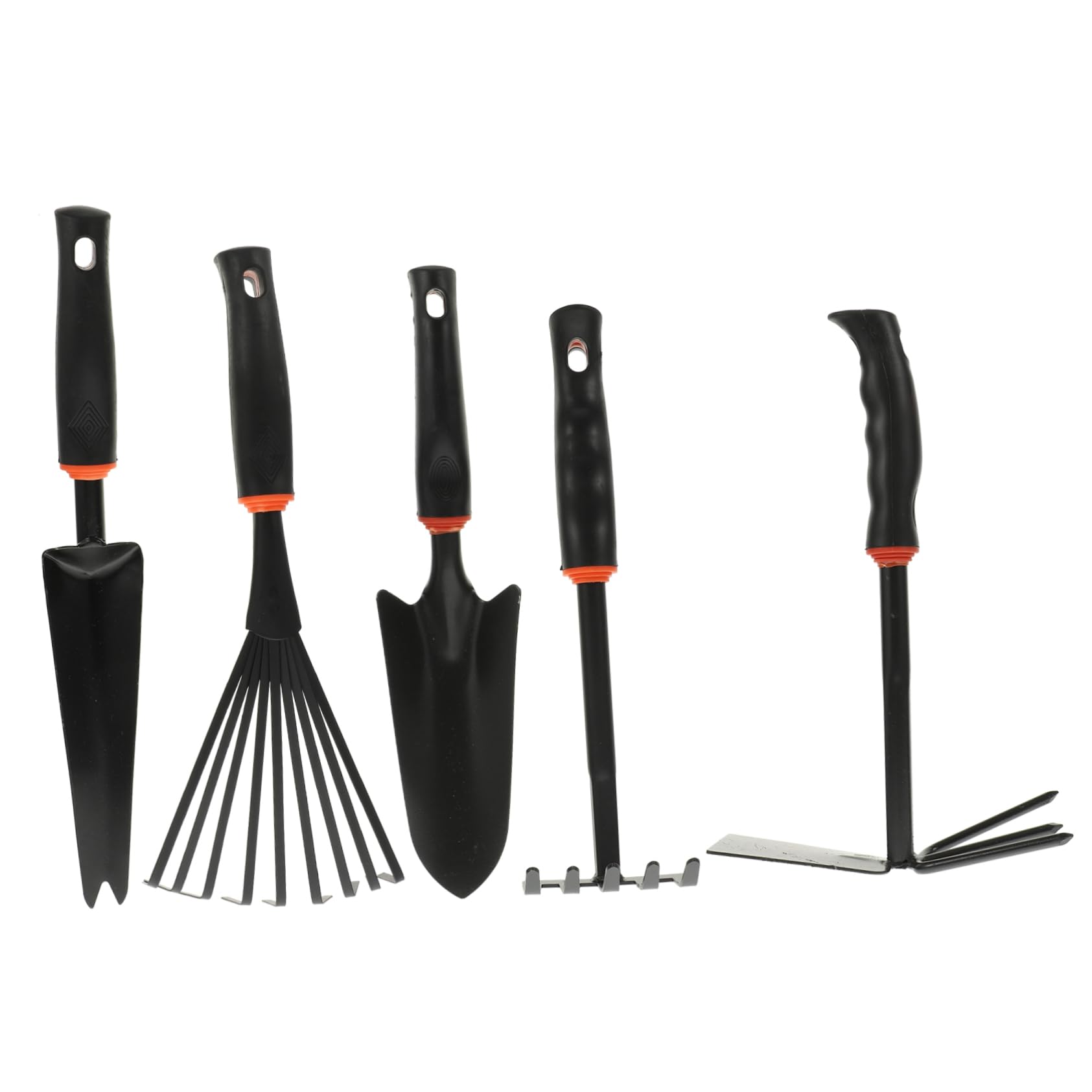 Set di 5 Attrezzi da Giardino in Ferro Nero per Giardinaggio | Impugnatura in Vinile, Leggero e Portatile, Uso per Lavori in Fioreria e Cura Piante