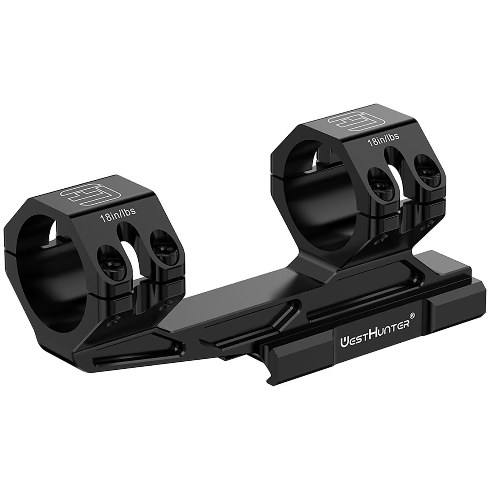 WestHunter Optics Präzisions-Cantilever-Picatinny-Montage für Zielfernrohre, 30mm/34mm Rohrdurchmesser, Versetzte Doppelte Ringe, Leichter Einteiliger Zielfernrohr Montage - Libelle | Basismodell